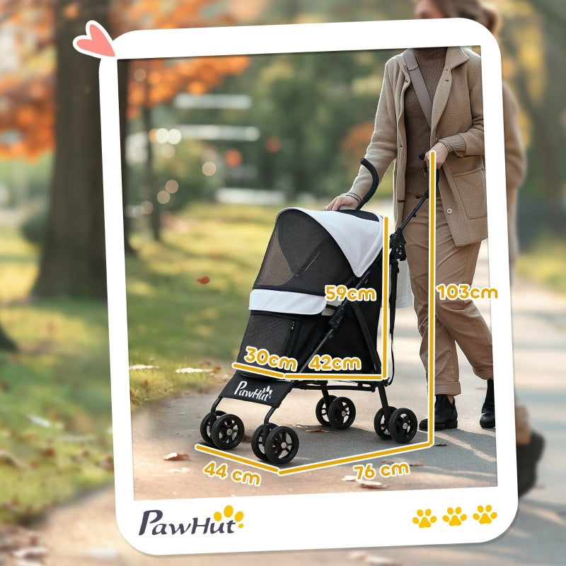 Pet Stroller, Safety Leash, Mesh Window, Light Grey