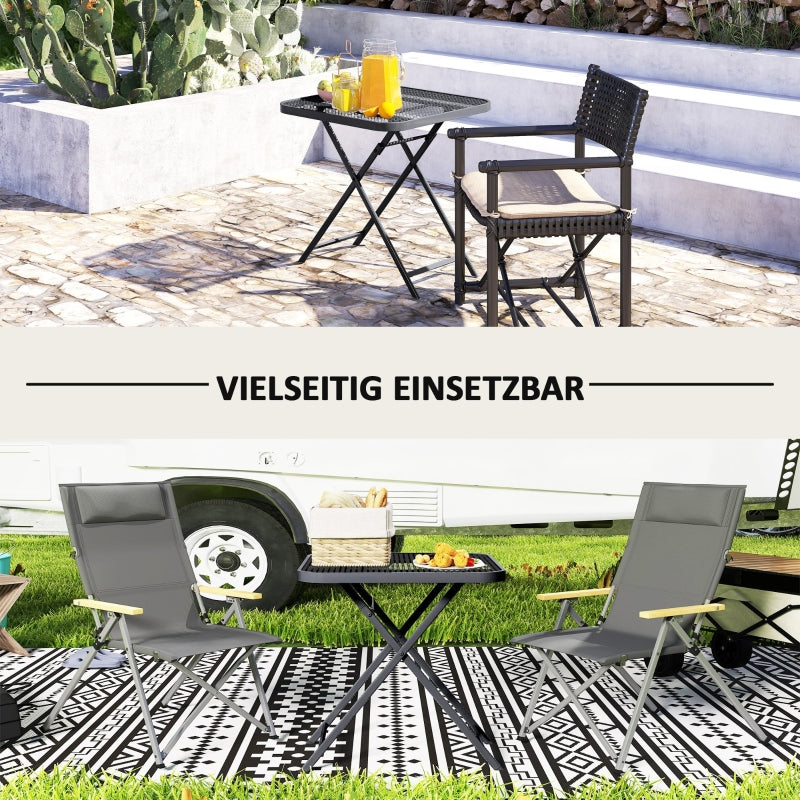 Folding Garden Table 70 x 70 cm, Weatherproof Steel, Black