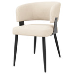 Ergonomic Dining Chair Set of 4 with Curved Backrest and Flannel Fabric, Beige/Grey