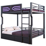 Loft Bed 140x200cm with LED Lighting, Black Iron