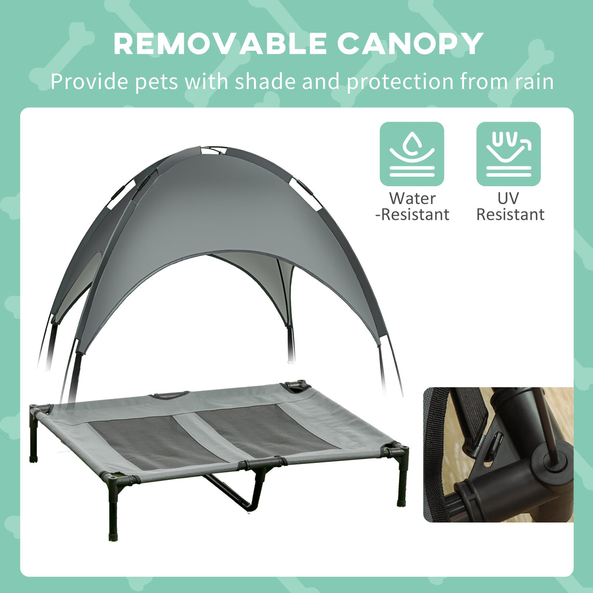 Dog Bed Canopy, Breathable, 92x76x90cm, Taffeta Fabric, Grey