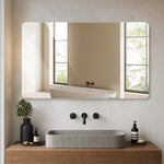 Bathroom Mirror 60x100 cm, Frameless Rounded Corners, Silver Glass