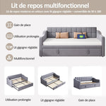 Upholstered Bed Sofa, 2-in-1 Multifunctional with Socket & Storage, Gray Velvet
