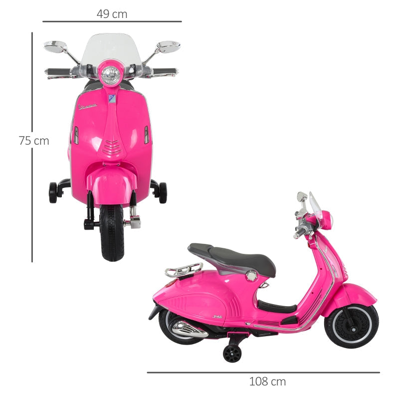 Electric Motorcycle for Children with MP3 Music and Headlights, Faux Leather and Metal, Pink