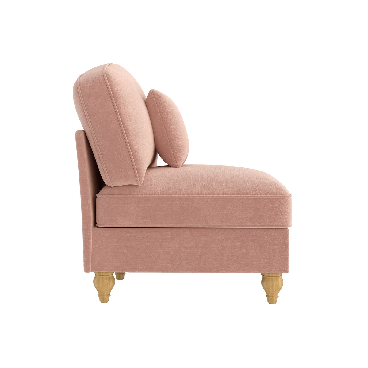 Windsor Armless Sofa with 1 Cushion, Chenille - Pink
