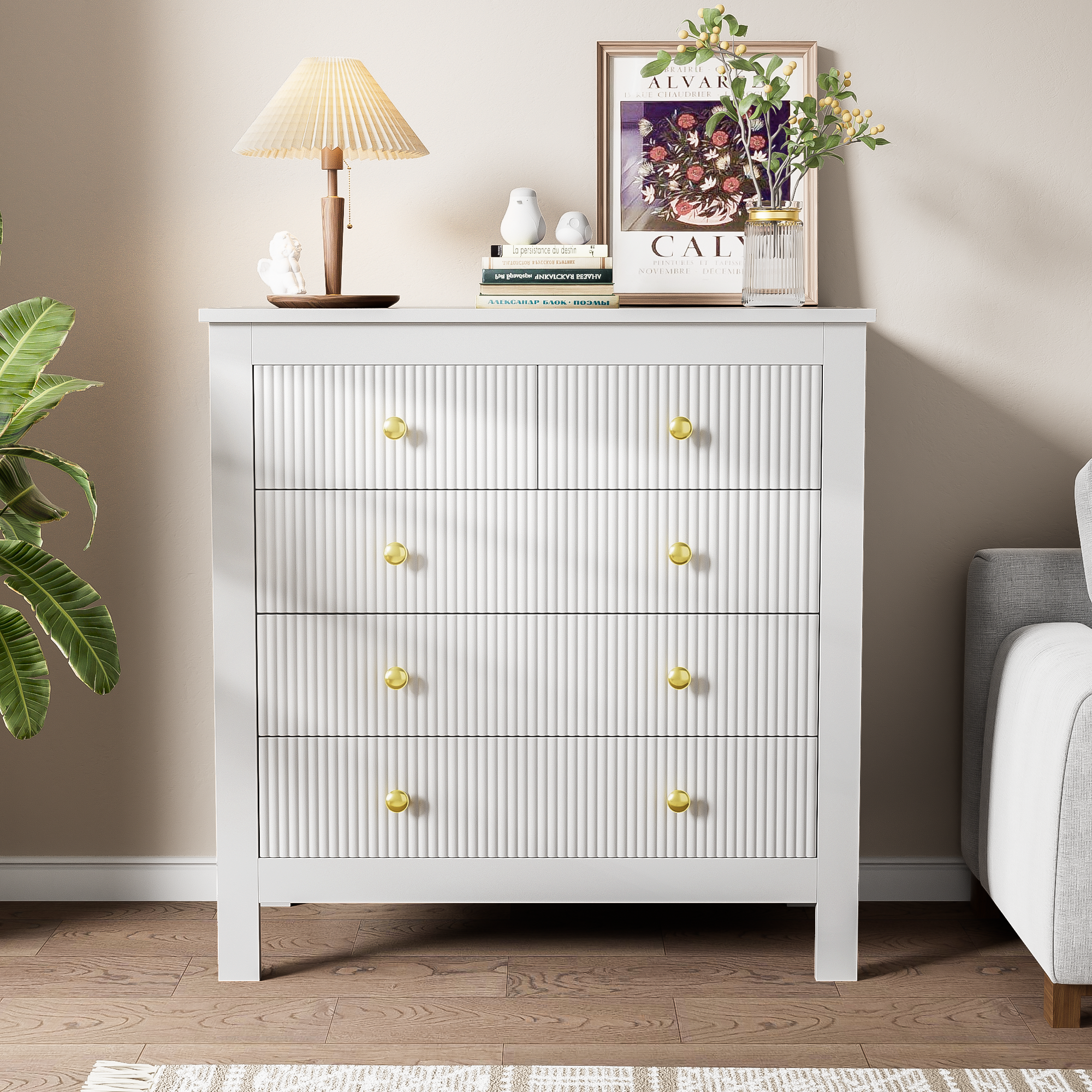 Sideboard with Special Doors & Gold Handles, Shoe Cabinet/Dressing Table