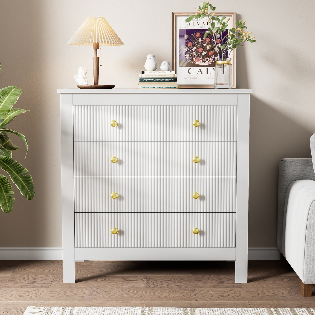 Sideboard with Special Doors & Gold Handles, Shoe Cabinet/Dressing Table