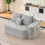 Comfortable 2-Seater Sofa with Side Pockets and Cushions, No Assembly, Grey