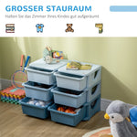 Plastic storage box, 6 drawers, toy organizer, blue