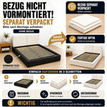 Upholstered Double Bed 160x200cm, Slatted Base, Beige Chenille