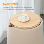 Ottoman Stool Round Storage Beige Velvet