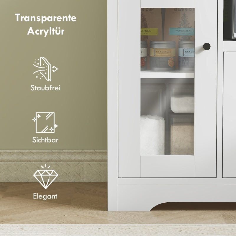 Kitchen Cabinet Sideboard with Microwave Shelf, 3 Doors, Drawer, Adjustable Shelves, White