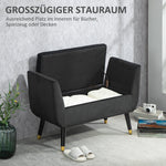 Luxury Upholstered Bench with Storage Armrests, Velvet, Dark Grey