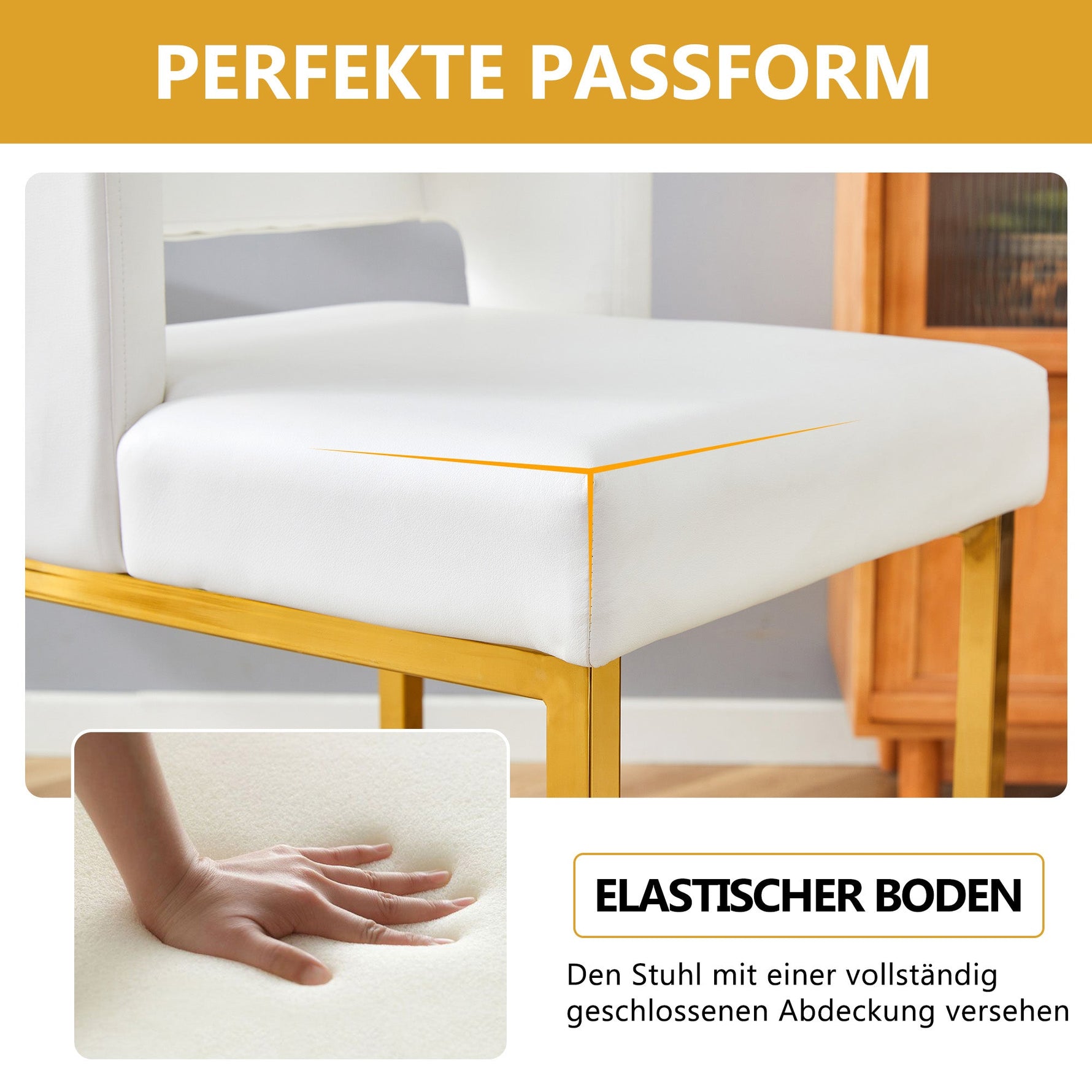 Bar Stools Set of 2 Nordic Style Square Gold Metal Legs