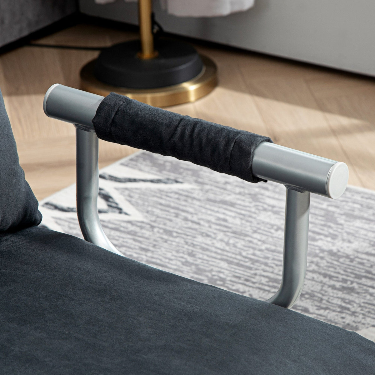 Sleeper Sofa 2-Seater Adjustable Backrest Velvet Black