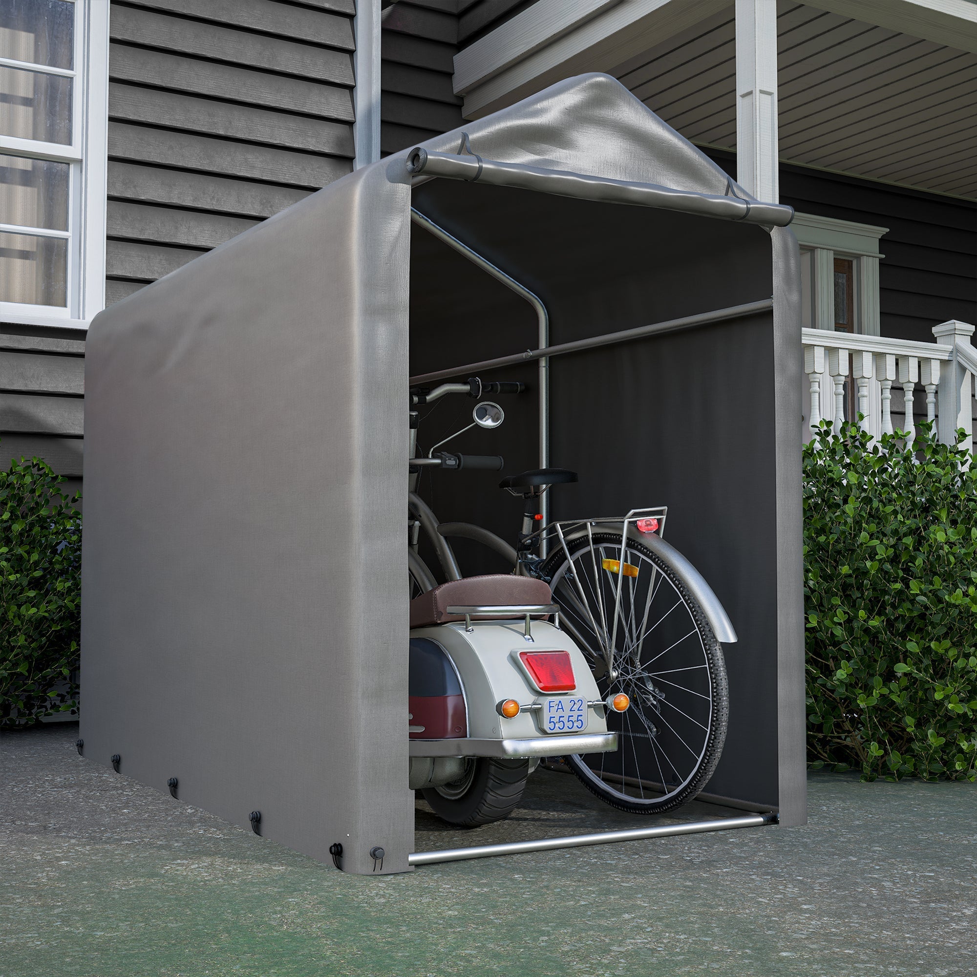 Bicycle Garage Storage Shed 187x100x160cm - Dark Grey