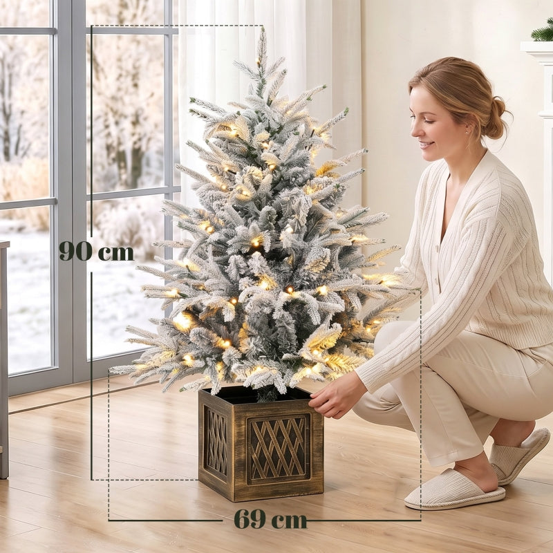 Tabletop Christmas Tree 90cm Pre-Lit Snow-Covered, Green