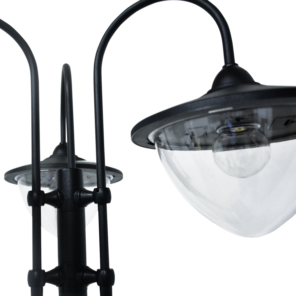 Solar Lantern 3-Piece Set, Floor Lamp Waterproof IP44 Flower Pot Base, Metal Black