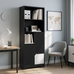 Multifunctional Bookcase with Open Storage, Doors & Drawers - Black/White
