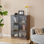 Glass Display Cabinet Collector's Stand LED Light 3-Tier Shelves Natural