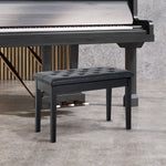 Piano Stool Bench with Storage, Rubber Wood Black Faux Leather