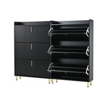 Set of 2 Shoe Cabinets with 6 Adjustable Compartments and Anti-Tip Device, Black