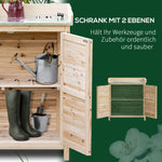 Garden Cabinet Potting Table Tool Shed 2 Shelves, Natural Wood