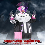 Scary Clown Halloween Decoration, Movable, Laughing, Pink+Purple
