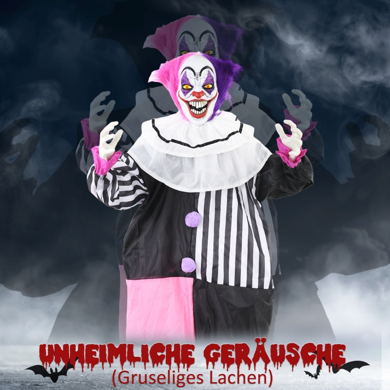 Scary Clown Halloween Decoration, Movable, Laughing, Pink+Purple