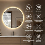Round LED Bathroom Mirror 80 cm - Anti-Fog Dimmable HD Silver Glass