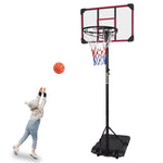 Portable Basketball Hoop, Adjustable Height 5.6-7FT, Indoor/Outdoor, Red