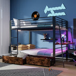 Kids House Loft Bed 90x200cm with Slide & LED, Pink Metal