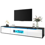 TV Cabinet High-Gloss 180cm Wall-Mounted LED USB - Black/White