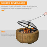 Fire Bowl Fire Pit, Lid & Poker, Tree Stump Design, Steel MgO Brown