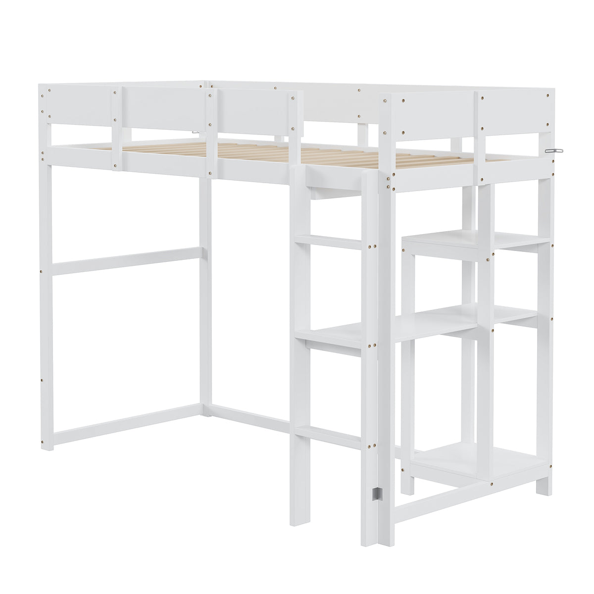 Loft Bed with Storage 90x200cm Solid Pine Wood White