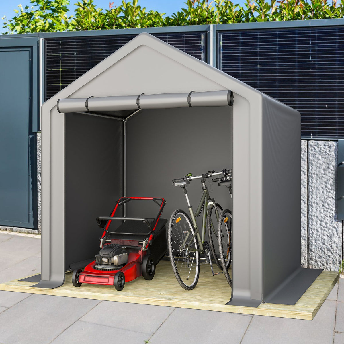 Tool Shed 190x170x200cm, Bicycle Garage, Storage Tent, Dark Gray