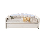 Daybed Sofa Bed 90x200cm Pull-out Bed Ambient Light Remote - Velvet Beige