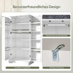 Multifunctional Kitchen Cabinet with LED Sensor Light and Adjustable Shelves, White