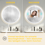 Round LED Bathroom Mirror 80x80cm, Dimmable Fog-Free Glass
