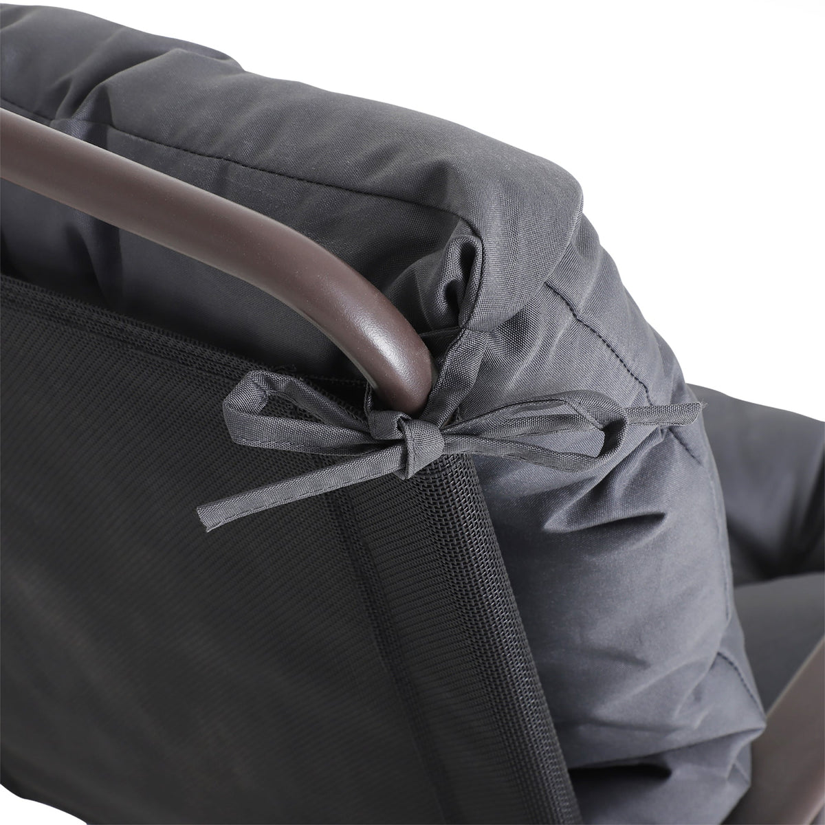 Set of 2 cushions for low-back chair, seat, and garden, grey