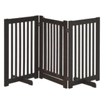 Dog Gate, Freestanding Adjustable Foldable, Dark Brown Wood