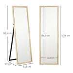 Full Length Mirror, Standing/Wall, White + Natural Wood