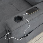 Treviso L-Shaped Sofa Bed with LED Lighting and Storage, Grey