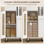 Mobile Kitchen Cabinet with Drawers, Shelves & Cable Hole - White
