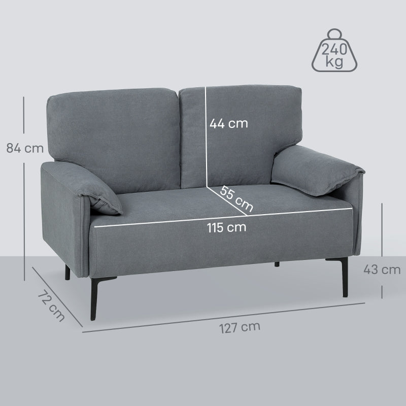 2-Seater Sofa Thick Cushions - Velvet Gray