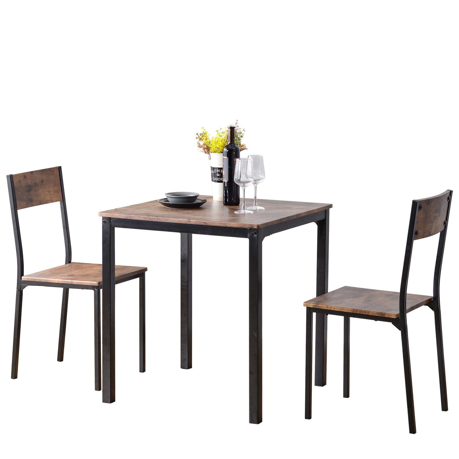 Dining Set Table with 2 Chairs Multi-Use - Vintage Brown