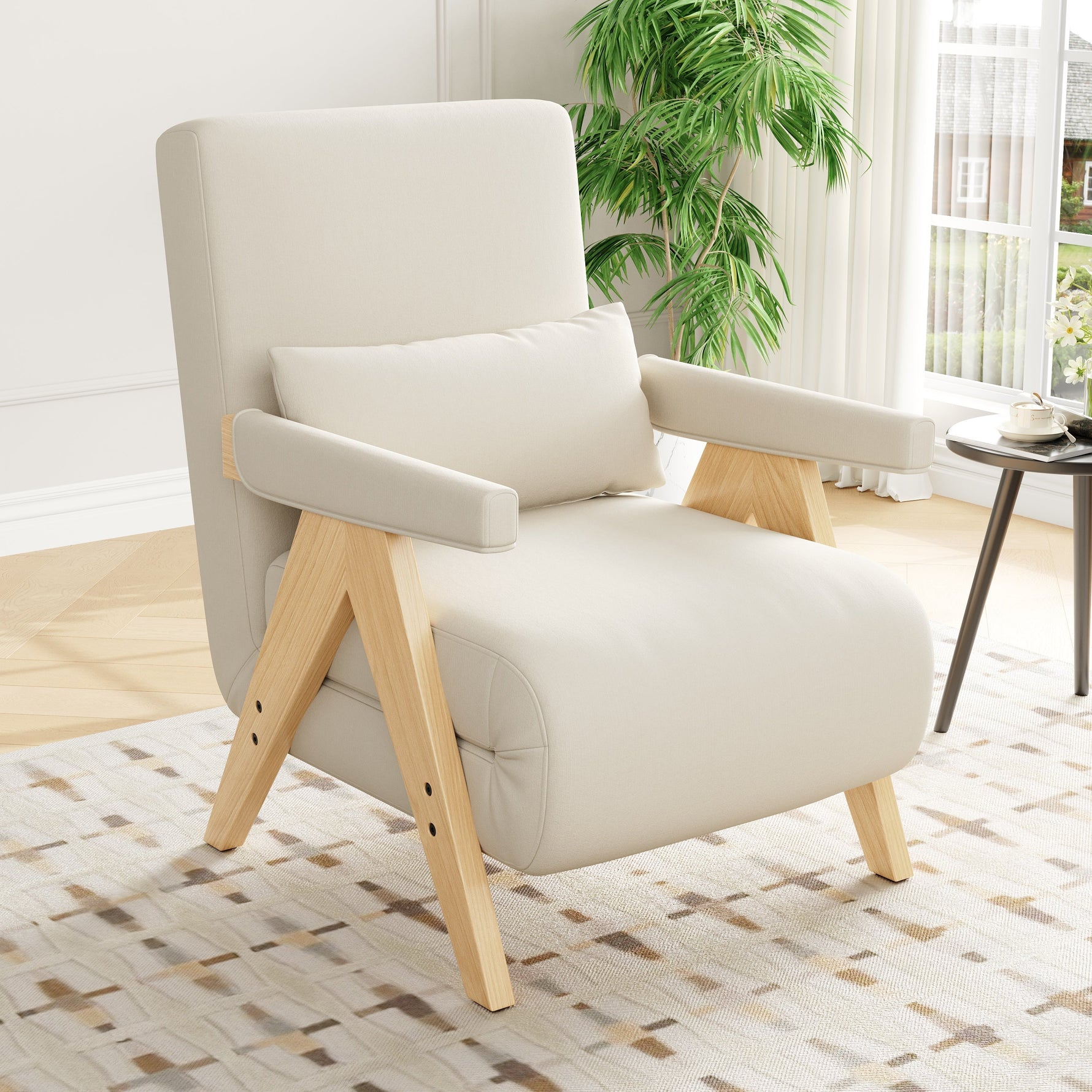 3-in-1 Convertible Armchair Sofa Bed, Upholstered Folding Seat, Modern Design