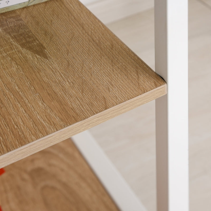 Folding Table Desk, Mobile with Wheels, Natural MDF