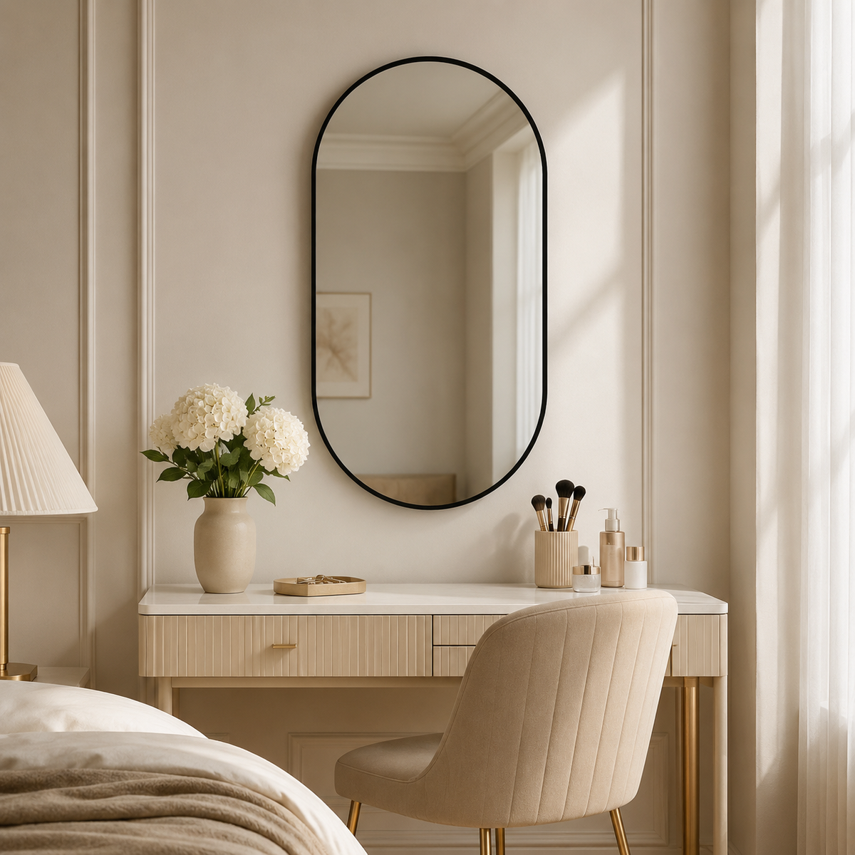 Bathroom Mirror 50x80cm HD Wall Mounted Black Aluminum Frame