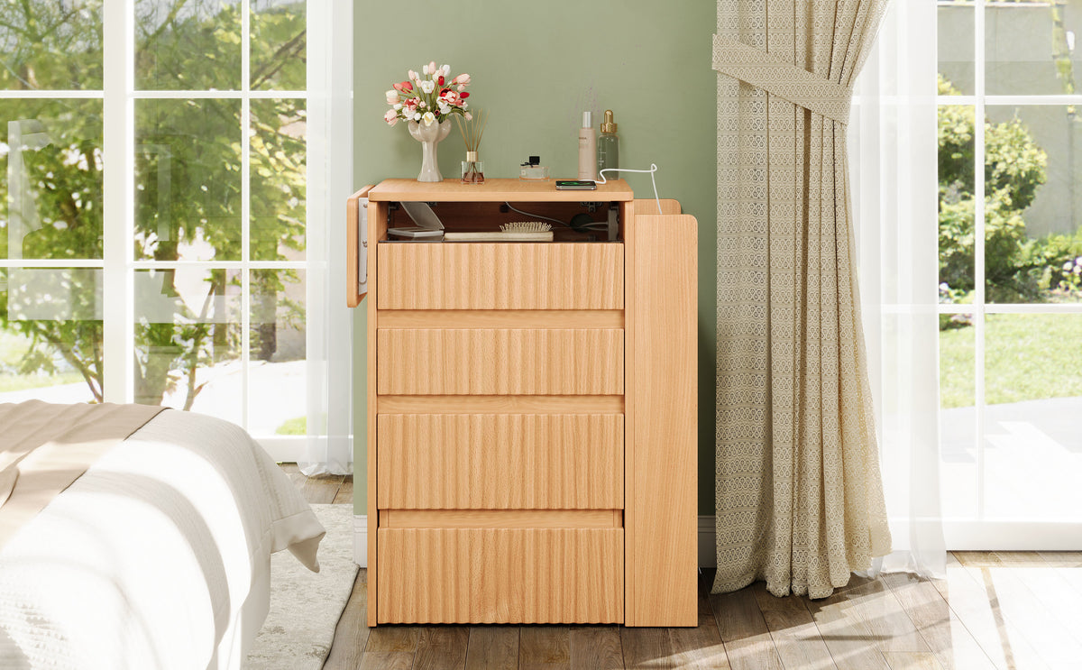 Small Vanity Table Set with LED Mirror & Power Outlets